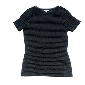 Reiss XS Black Textured Short Sleeve Top